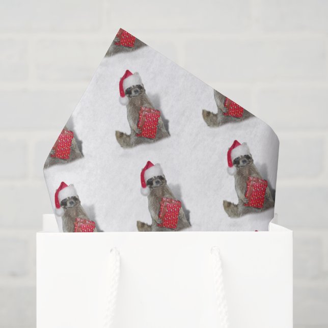Papel De Seda Navidad de la banda de mapaches de Santa (Bolsa de regalo)
