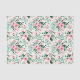 Papel De Seda Navidad de la cosecha floral rosa