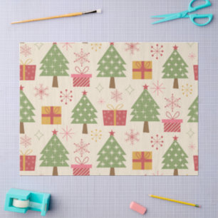 Papel De Seda Navidad de mediados de siglo Árboles atómicos con