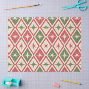 Papel De Seda Navidad de mediados de siglo Estrellas atómicas en