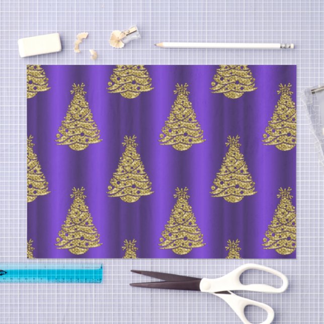 Papel De Seda Navidad de Morado y Dorado (Artesanía)