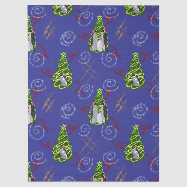 Papel De Seda Navidad de pingüino (Anverso)