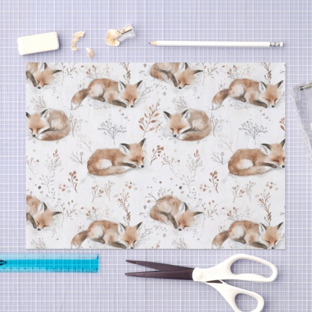 Papel De Seda Navidad de Zorros Acogedores (Artesanía)