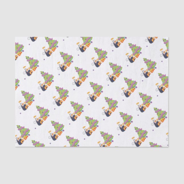 Papel De Seda Navidad del ángel del pingüino (Anverso)