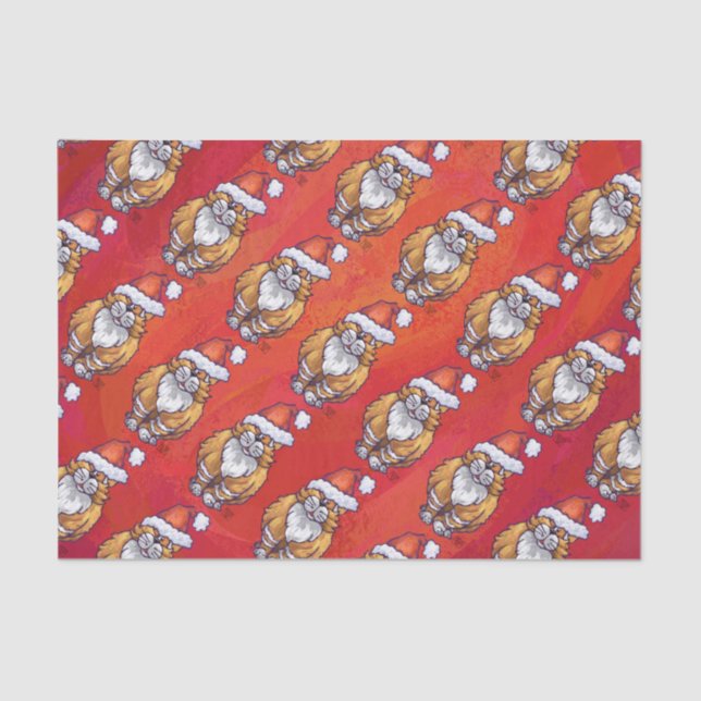 Papel De Seda Navidad del gato del jengibre en rojo (Anverso)