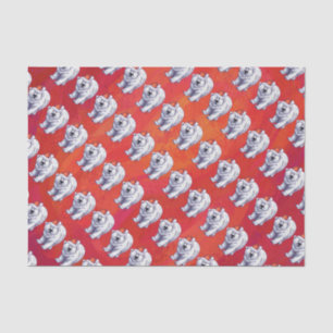 Papel De Seda Navidad del oso polar en rojo