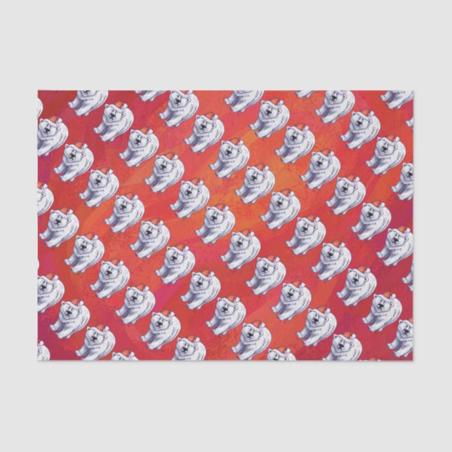 Papel De Seda Navidad del oso polar en rojo (Anverso)