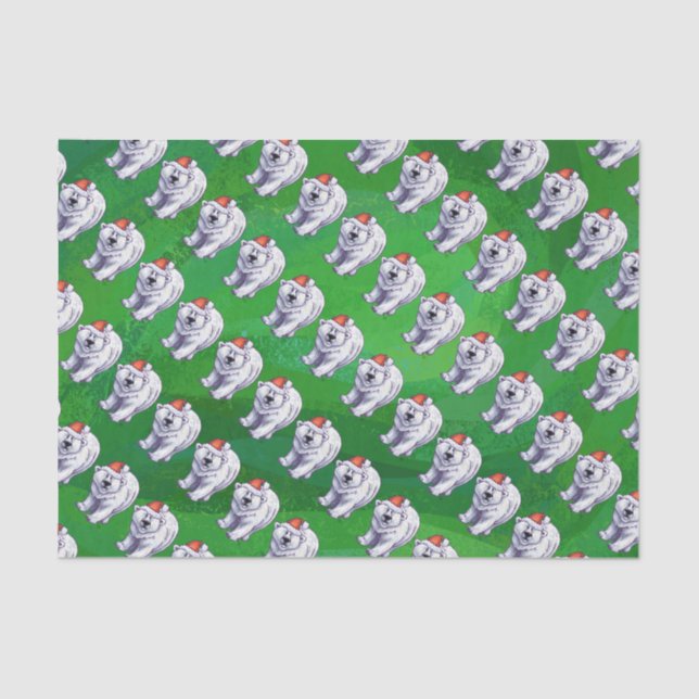 Papel De Seda Navidad del oso polar en verde (Anverso)