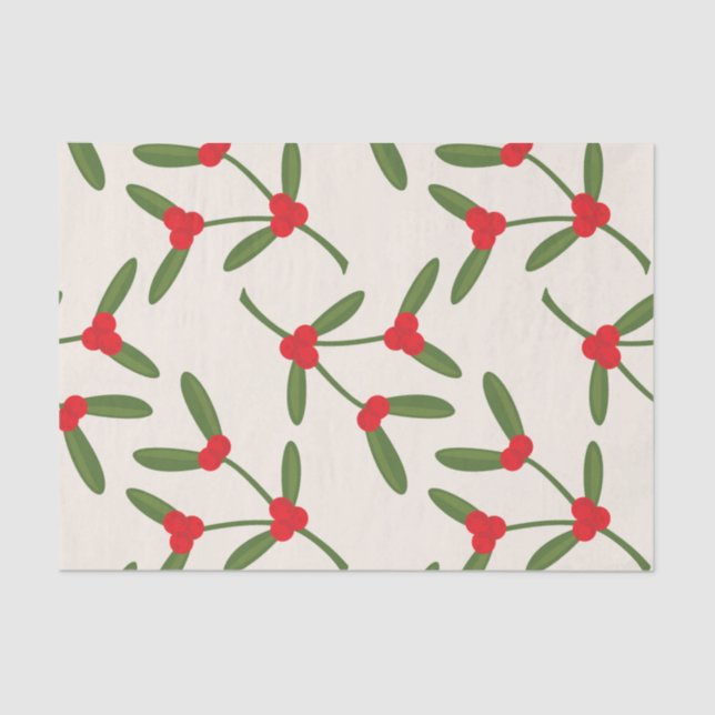 Papel De Seda Navidad elegante bayas de invierno Fiesta (Anverso)