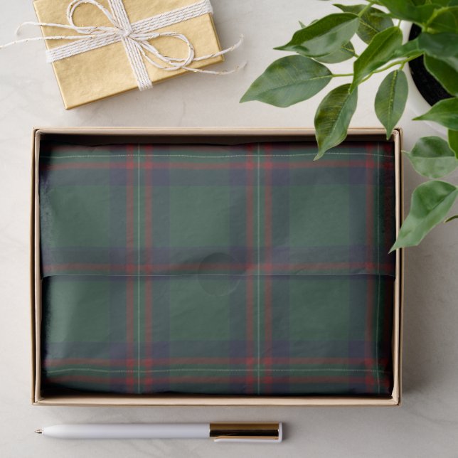 Papel De Seda Navidad Elegante Cuadro Verde Oscuro  (Regalo )