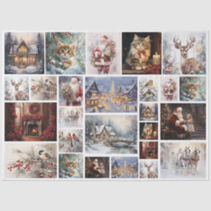 Papel De Seda Navidad en Acuarela Vintage para Decoupage
