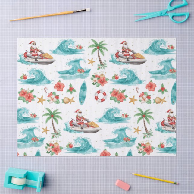 Papel De Seda Navidad en Jet Ski con Santa Claus (Artesanía)