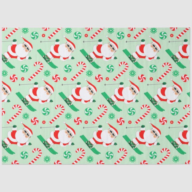 Papel De Seda Navidad Esquiando Vacaciones (Anverso)