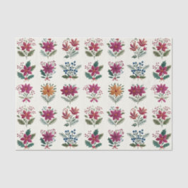 Papel De Seda Navidad Floral Folclórica Retro