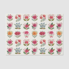 Papel De Seda Navidad Floral Folk Adorable
