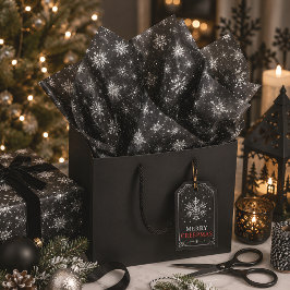 Papel De Seda Navidad gótica y espeluznante con copos de nieve