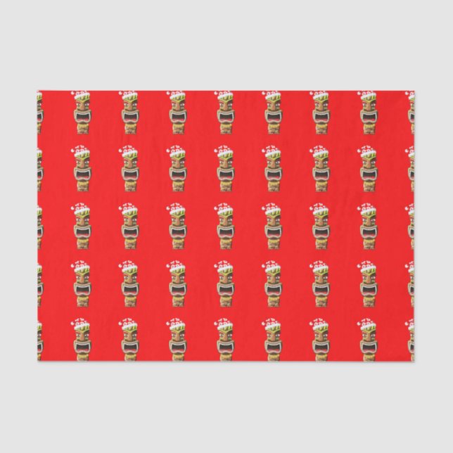 Papel De Seda Navidad hawaiano Santa Tiki (Anverso)