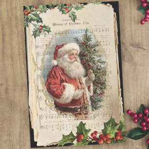 Papel De Seda Navidad, Holly y Decoración de la Música del Viejo