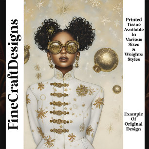 Papel De Seda Navidad Inteligente Steampunk Femenino Dorado Q6 D