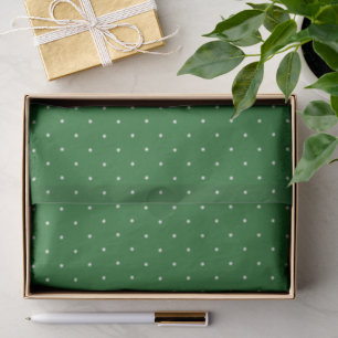 Papel De Seda Navidad Mini Lunares Verde y Blanco Fiesta