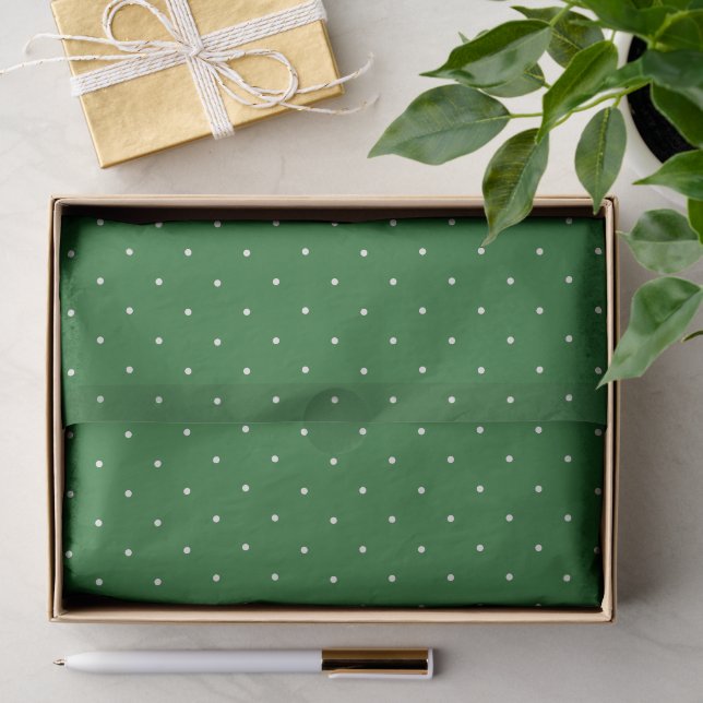 Papel De Seda Navidad Mini Lunares Verde y Blanco Fiesta (Regalo )