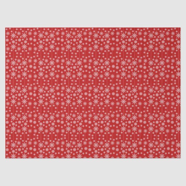 Papel De Seda Navidad Moderna de Copo de Nieve Rojo y Blanco (Anverso)
