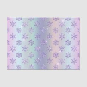 Papel De Seda Navidad Morado Rosa Copo de Nieve Brillo