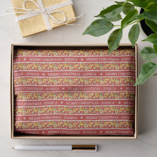 Papel De Seda Navidad personalizada en agua roja con diseño de c