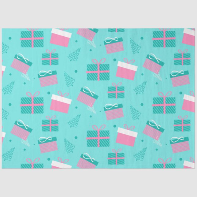 Papel De Seda Navidad presenta Navidades azules con copos de nie (Anverso)