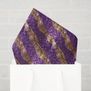 Papel De Seda Navidad Purpura Brillo Dorado Glitter
