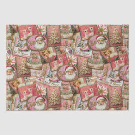 Papel De Seda Navidad retro vintage: Collage rosa