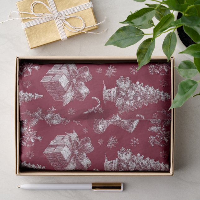 Papel De Seda Navidad Roja Vintage  (Regalo )