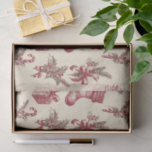 Papel De Seda Navidad Roja Vintage 