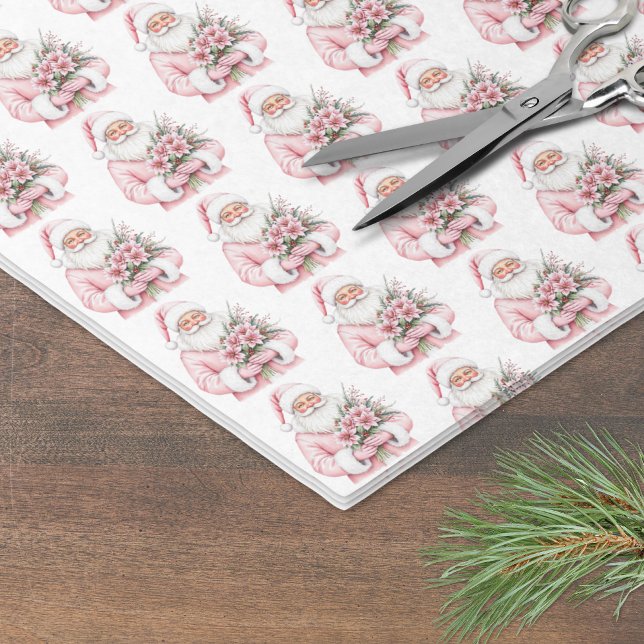 Papel De Seda Navidad Rosa (Santa Claus Pink Christmas Tissue Paper)