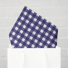 Papel De Seda Navidad Rústica Gingham Azul Marino Blanco