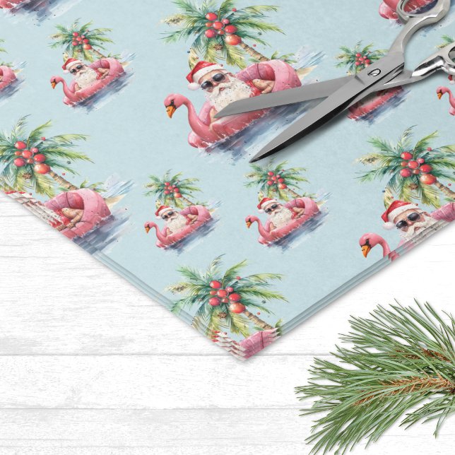 Papel De Seda Navidad Tropical Santa (Santa Tropical Christmas Tissue Paper)