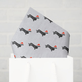 Papel De Seda Navidad vacaciones perro salchicha acuarela negro