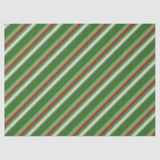Papel De Seda Navidad Verde, Rojo y Blanco Rayado  