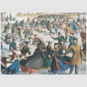 Papel De Seda Navidad Victoriana Central Park Currier & Ives