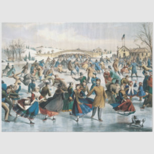 Papel De Seda Navidad Victoriana Central Park Currier & Ives