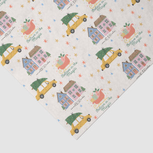 Papel De Seda Navidad vintage adorable sobre ecru 