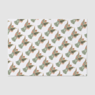 Papel De Seda Navidad vintage, Ángel victoriano con árbol