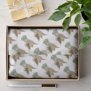 Papel De Seda Navidad vintage, Ángel victoriano con árbol