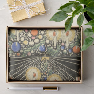 Papel De Seda Navidad vintage, árbol con velas y una estrella
