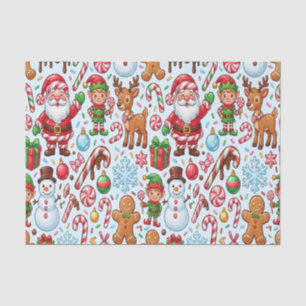 Papel De Seda Navidad Vintage Retro Caña de Caramelo Rojo Maravi