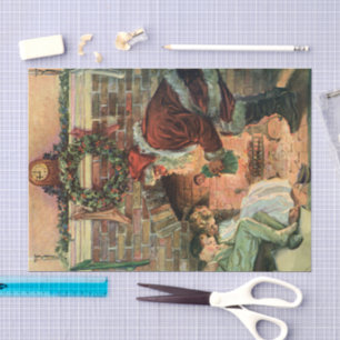 Papel De Seda Navidad Vintage, Santa Claus victoriano Niños