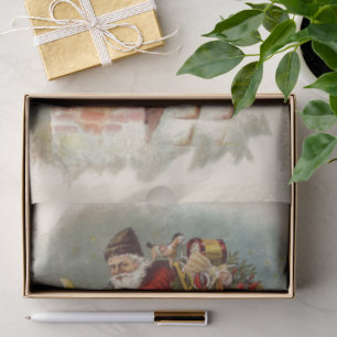 Papel De Seda Navidad Vintage Victoriana San Nicolás en el Tejad