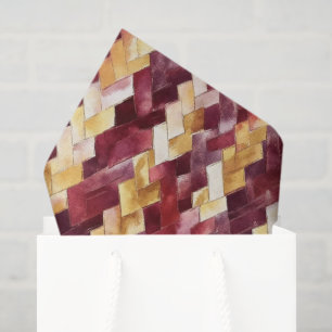 Papel De Seda Navidad Zigzag Melocotón Dorado Borgoña
