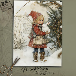 Papel De Seda Navidades acogedores con un conejo de Snowy Woodla