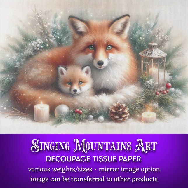 Papel De Seda Navidades acogedores Fox Family Rustic Winter Deco (Subido por el creador)